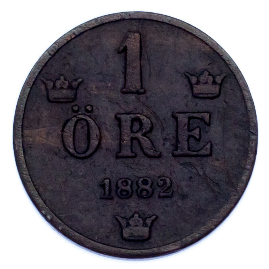 1873-1891 Sweden 1 & 5 Ore Coin lot of 4 (VF-XF) KM # 728, 736, 750