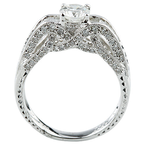 1.08 Carat Round Diamond Solitaire 18k White Gold Engagement Ring Size 6