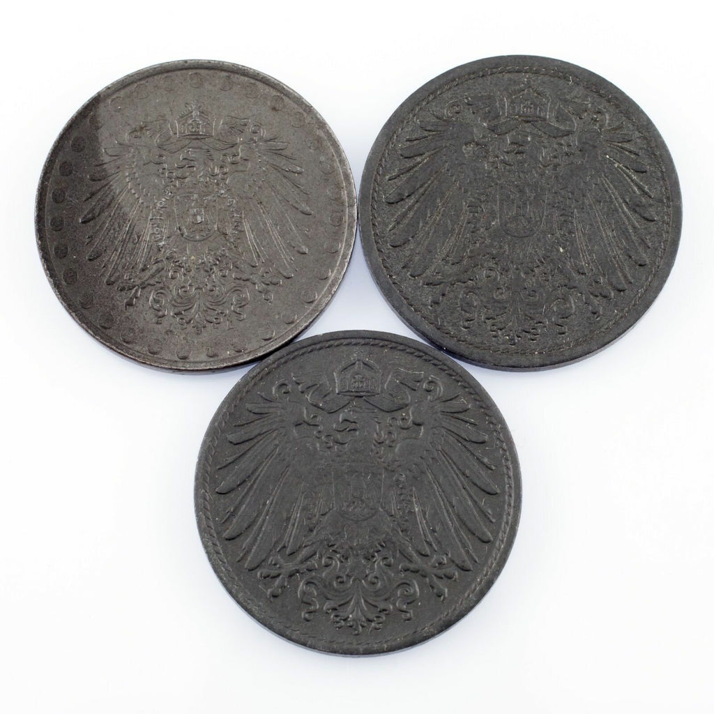 Lot of 6 German Empire & Weimar Republic Coins (1910 - 1922 10 Pf - 50 Pf)