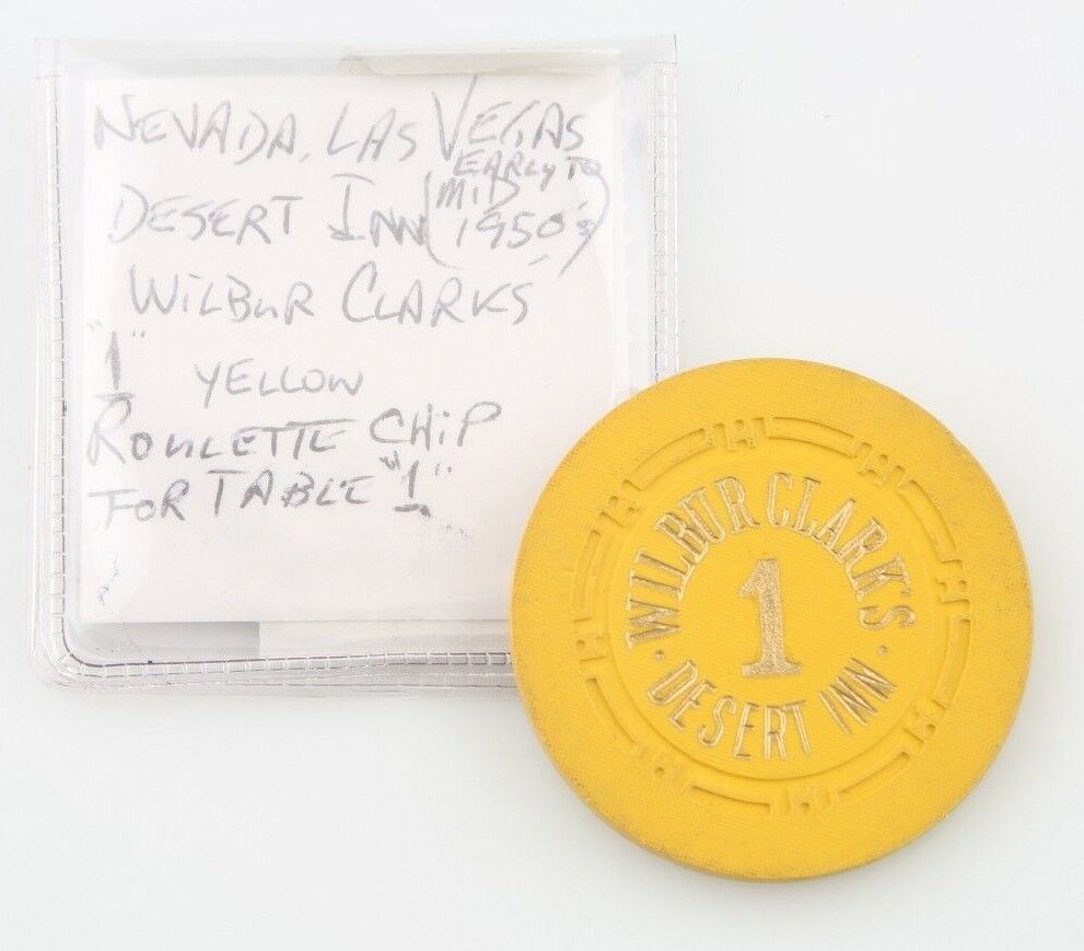 Wilbur Clark's Desert Inn Casino Roulette Chip Las Vegas Table 1 H Mold Yellow