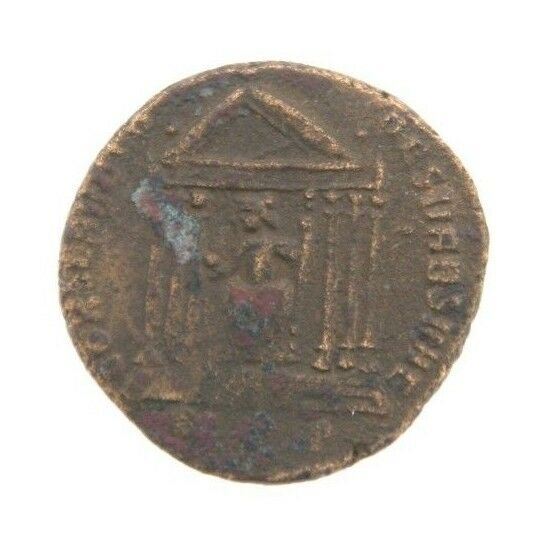 306-308 AD Roman Empire AE Follis Coin Maximianus Roma Temple CONSERVATORES