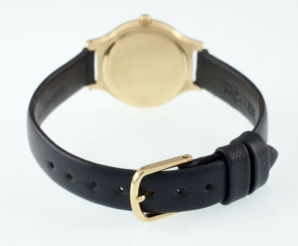 18k Yellow Gold Movado Watch w/ Black Leather Band Nice!