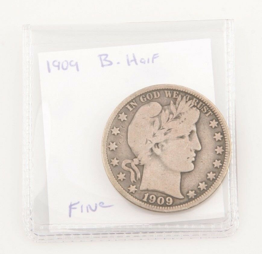 1909 US Barber Half Dollar Silver Coin (Fine) Philadelphia 50c 1/2 $ KM-116