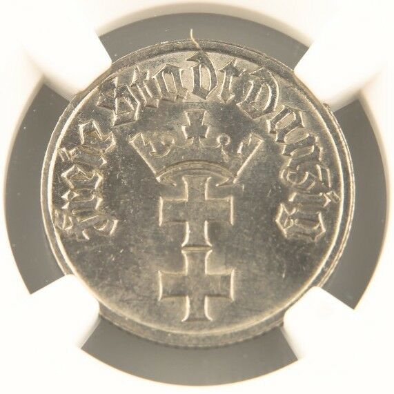 1932 Danzig 1/2 Gulden Nickel Coin MS-62 NGC Gdansk Poland Free City KM-153