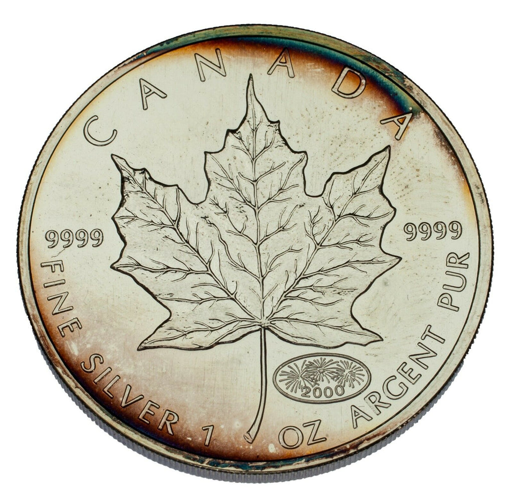 2000 Canada 1 oz Silver Maple Leaf BU, Fireworks Privy