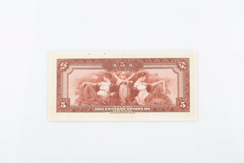 1925 Brazil Cinco Mil Reis Note XF+ 5000 R$ Five Thousand Real Extra Fine+ P#29c