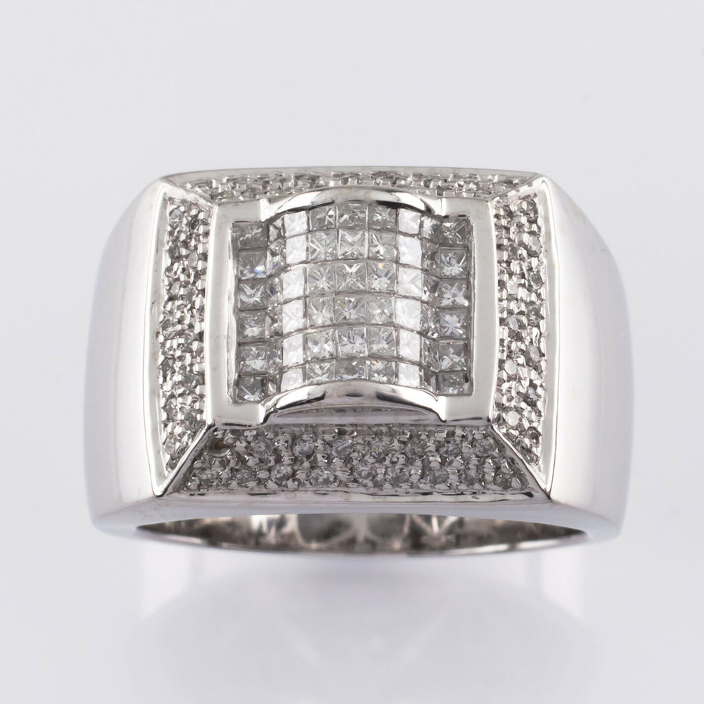 14k White Gold 4.00 Carat H / VS Diamond Plaque Ring