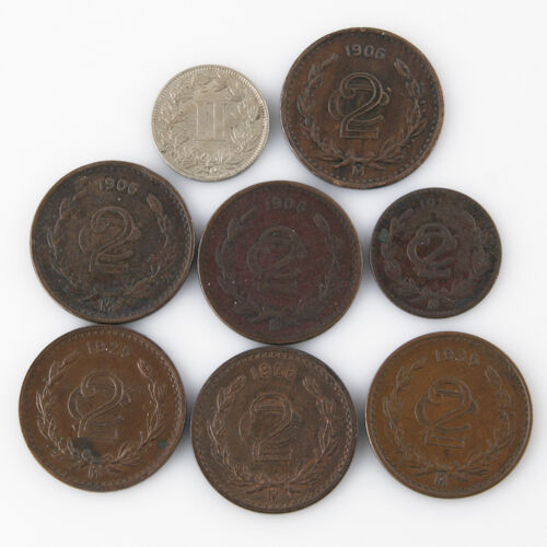1906-1935 Mexico 2 Centavos Lot (F-AU, 7 coins) +Bonus 1883 Coin! 2c KM-419 420