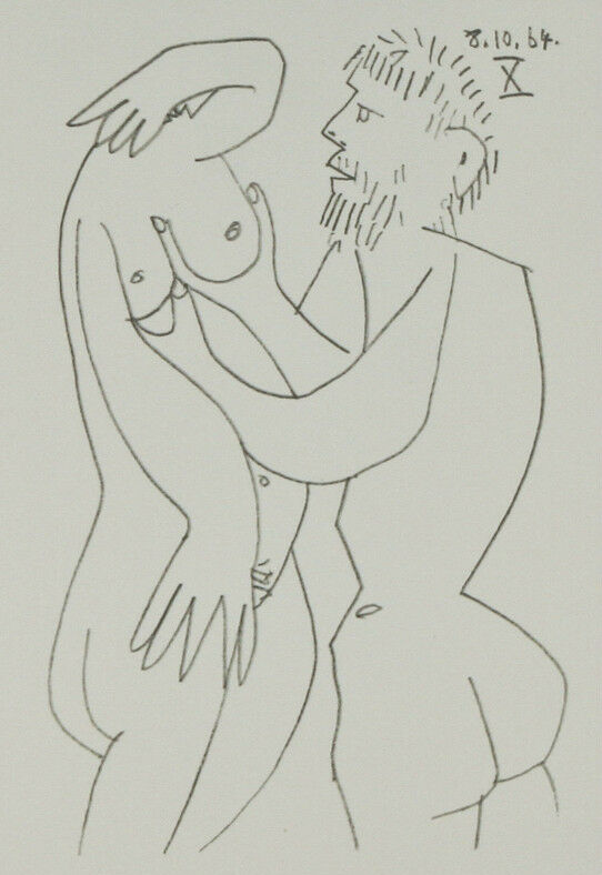 "Le Gout du Bonheur-8.10.64.X" By Pablo Picasso Lithograph 12 3/4"x10"
