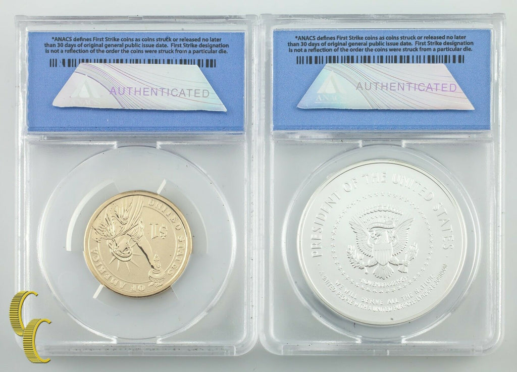2015 Johnson Coin & Chronicle Reverse Proof $1 and .999 Silver Medal RP-69 ANACS