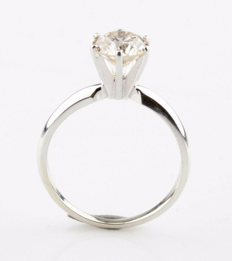 1.19 carat Round Diamond 14k White Gold Solitaire Engagement Ring Size 5.25