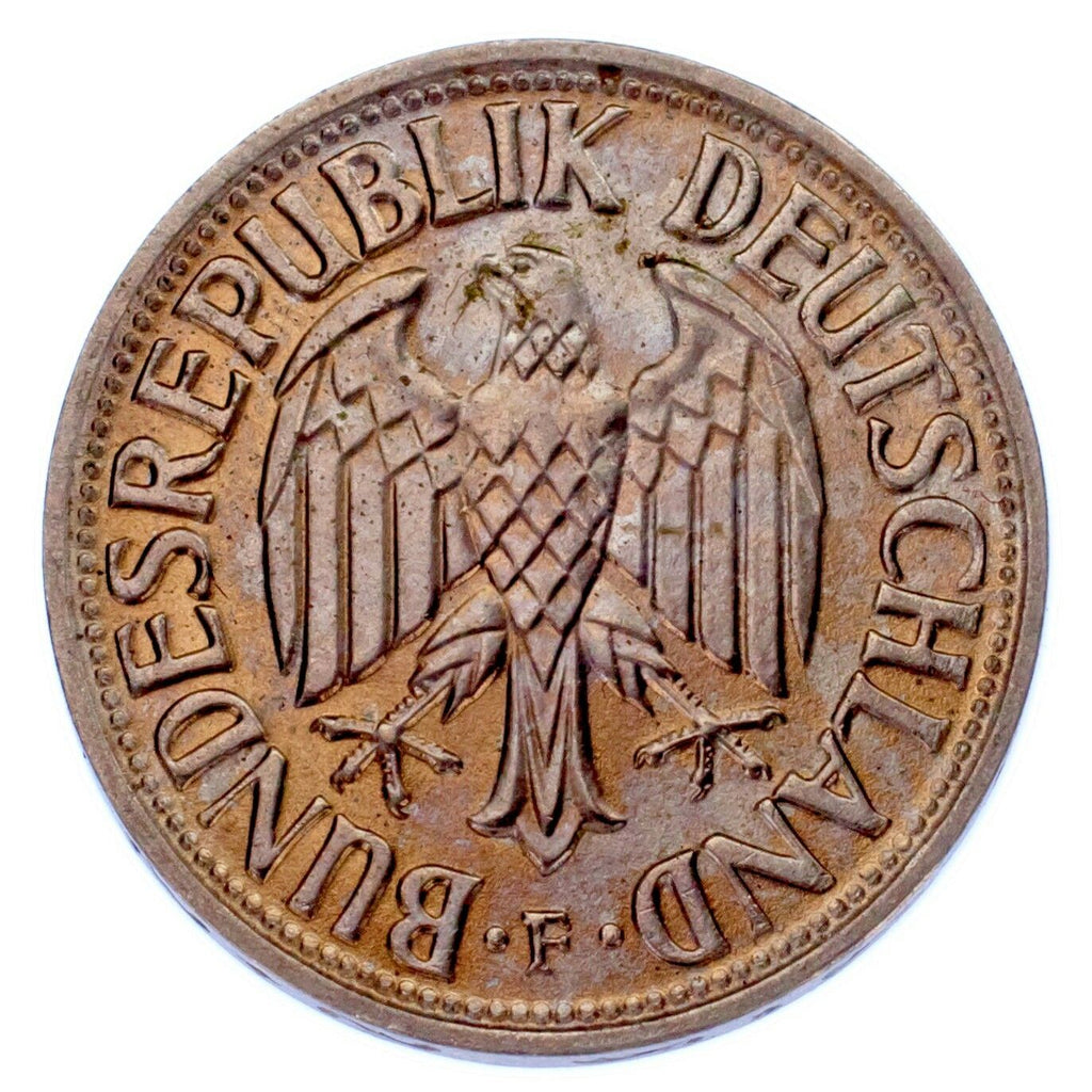 1966-F German 1 Mark Coin (BU Condition) Stuttgart Mint KM 110