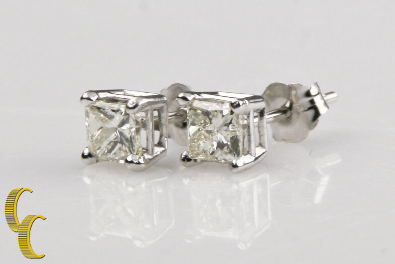 Princess Cut Diamond 2.31 carat 14k White Gold Earring & Pendant Jewelry Set