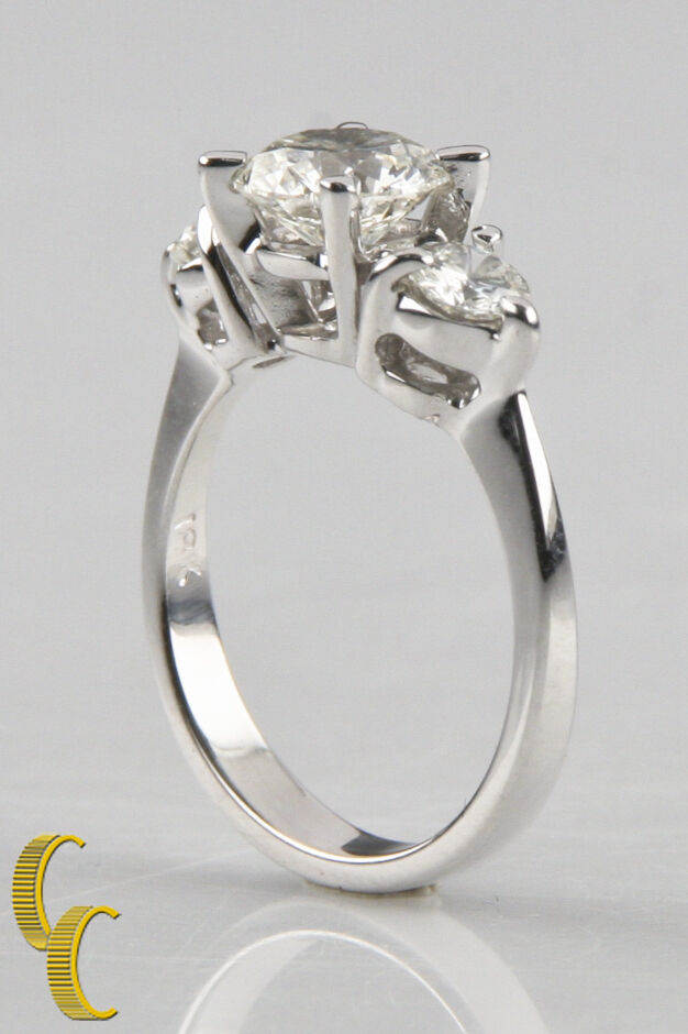 1.50 carat Round Brilliant 18k White Gold Engagement Ring w/ EGL Cert Size 4.5