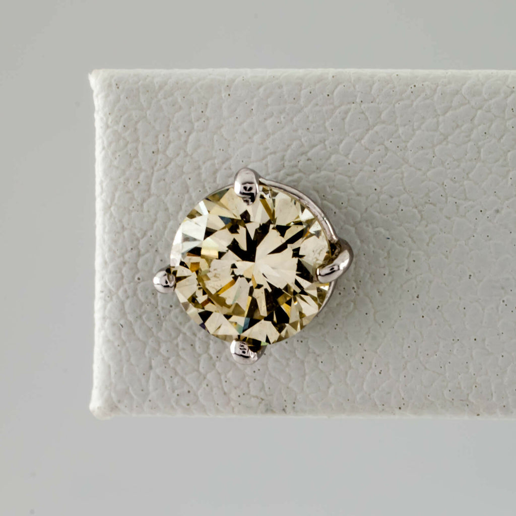 Gorgeous 14k White Gold 2.03 carat "Champagne" Diamond Stud Screwback Earrings