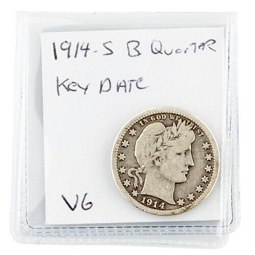 1914-S 25C $.25 BARBER QUARTER, VERY GOOD CONDITION, BEAUTIFUL COIN!