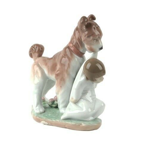 Lladro #6556 "Safe and Sound" Dog Guarding Young Boy Retired Piece!