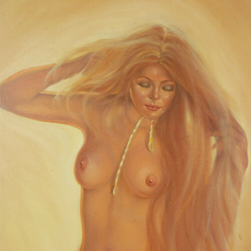 Untitled (Nude w/ Necklace) By Anthony Sidoni Signed Oil on Canvas 36"x24"