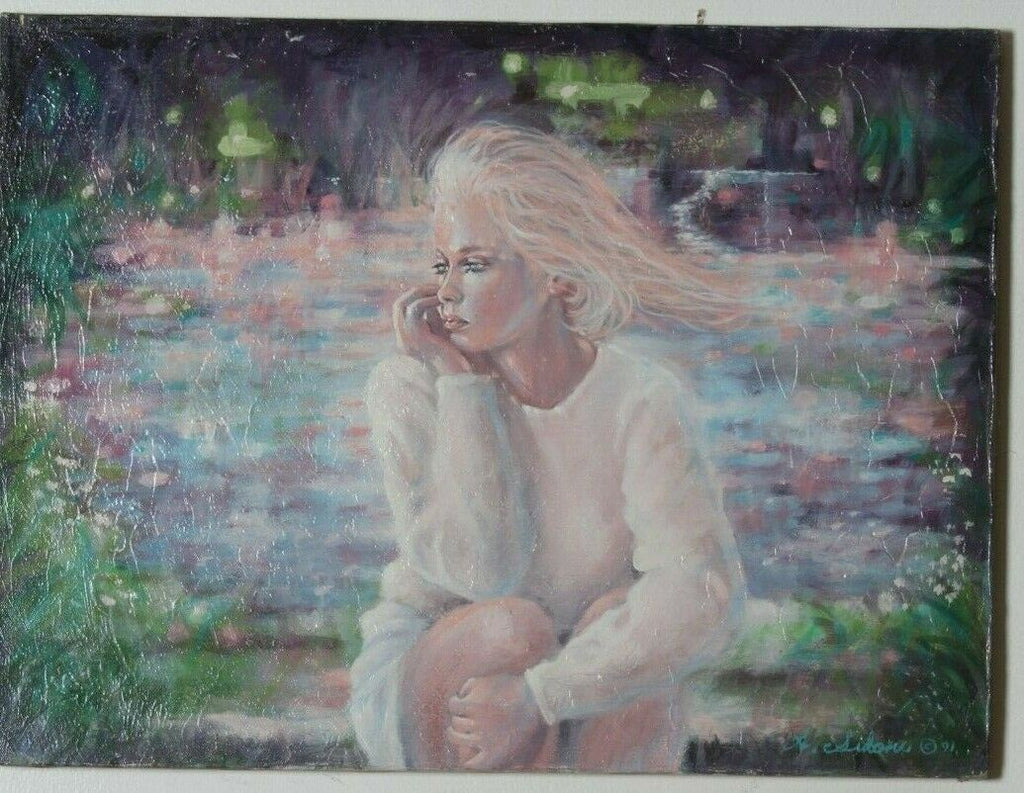 "Pensive" By Anthony Sidoni 1991 Signed Oil on Canvas 18"x24"