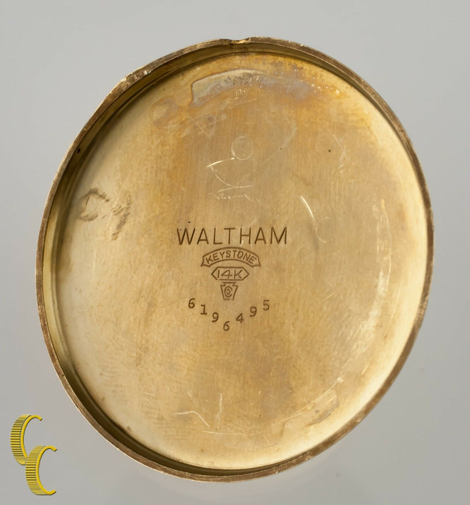 Waltham Colonial R Open Face 14k Yellow Gold Vintage Pocket Watch Size 12