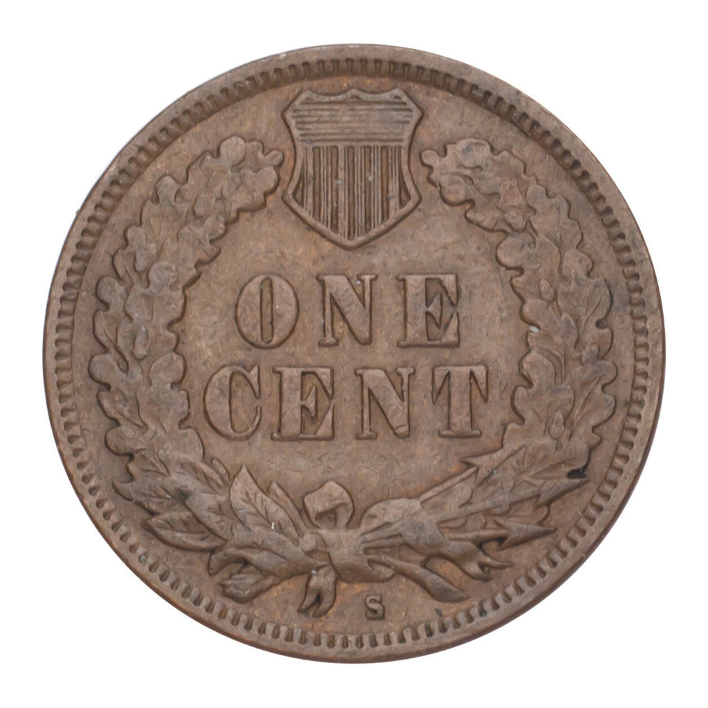 1908-S Indian Head Cent 1C Penny (Fine, F Condition)