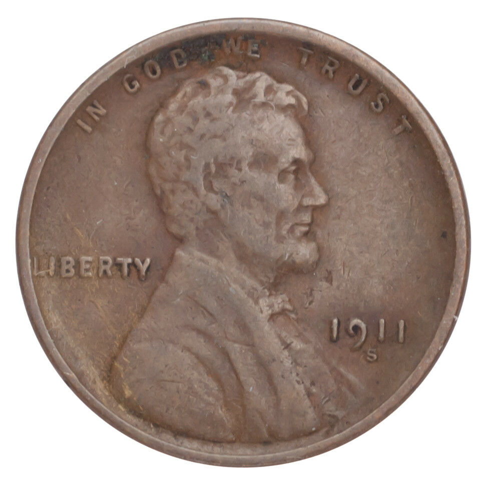 1911-S Lincoln Wheat Cent 1C Penny (Fine, F Condition)