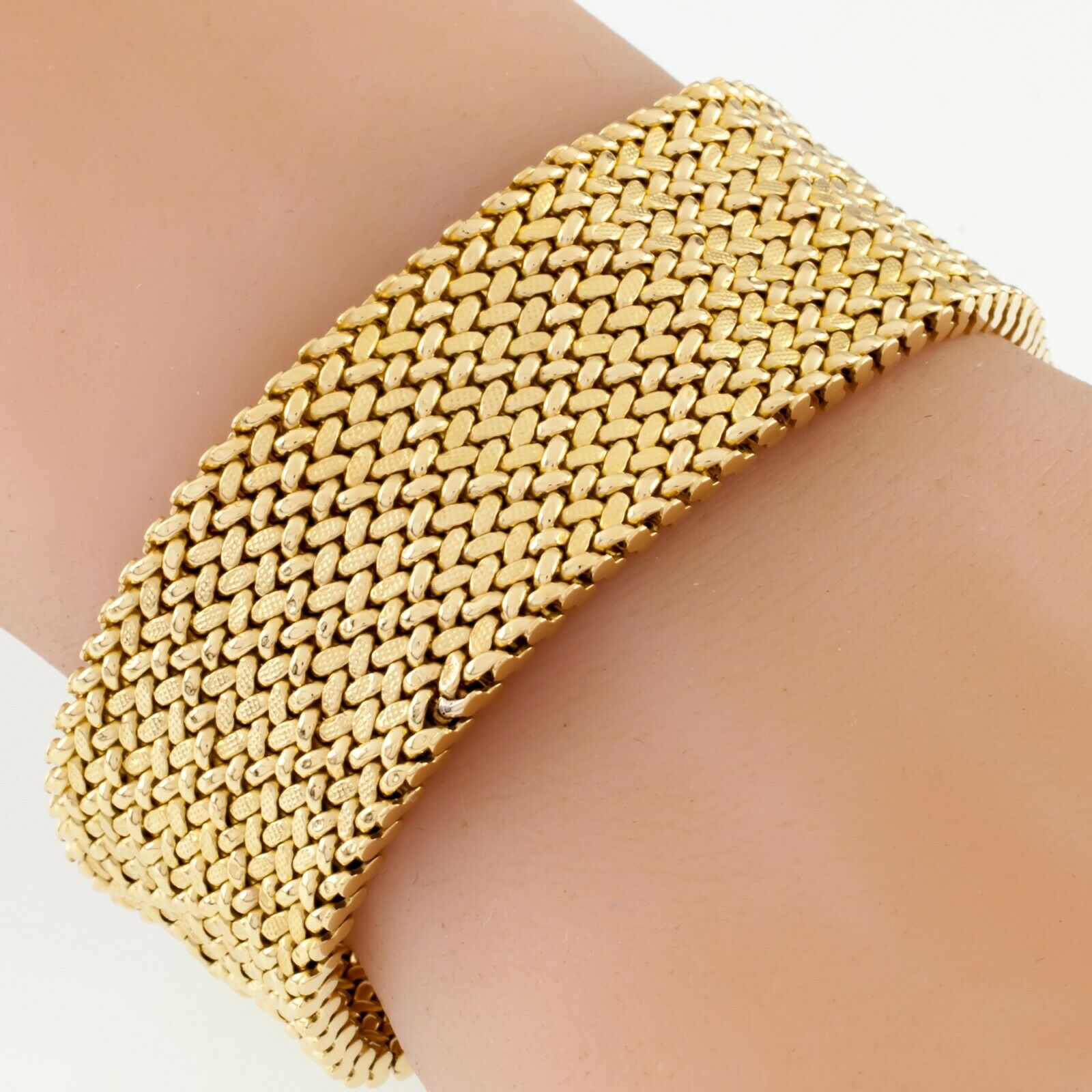 18k Gold 'LV' Volt Mesh Bracelet, Authentic & Vintage