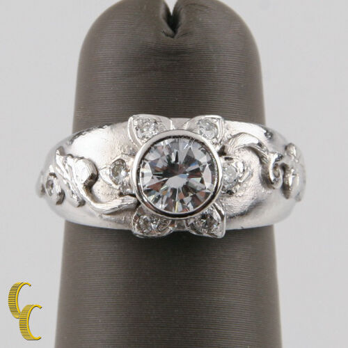 Sunflower Diamond Platinum Solitaire Engagement Ring GIA Certified Size 4.5