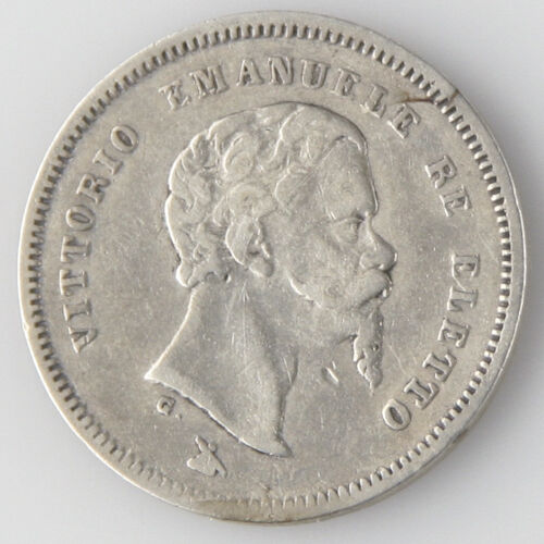 1860-G Italian States Emilia 50 Centesimi (Very Fine+) Provisional Coinage KM#11