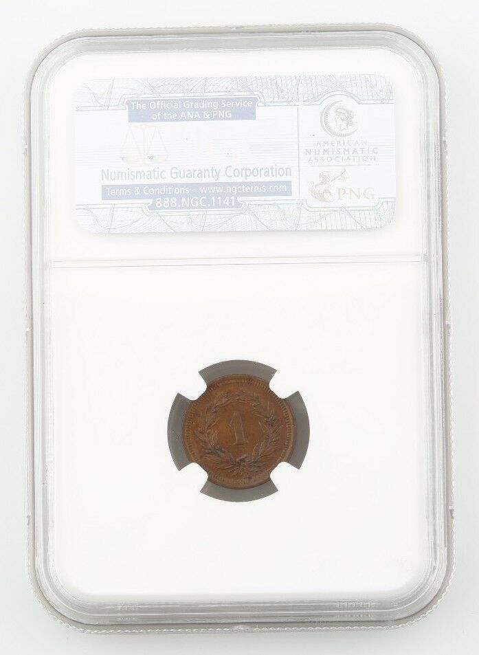 1889-B Switzerland 1 Rappen Coin Slabbed AU 58 BN NGC Graded Swiss KM 3.1