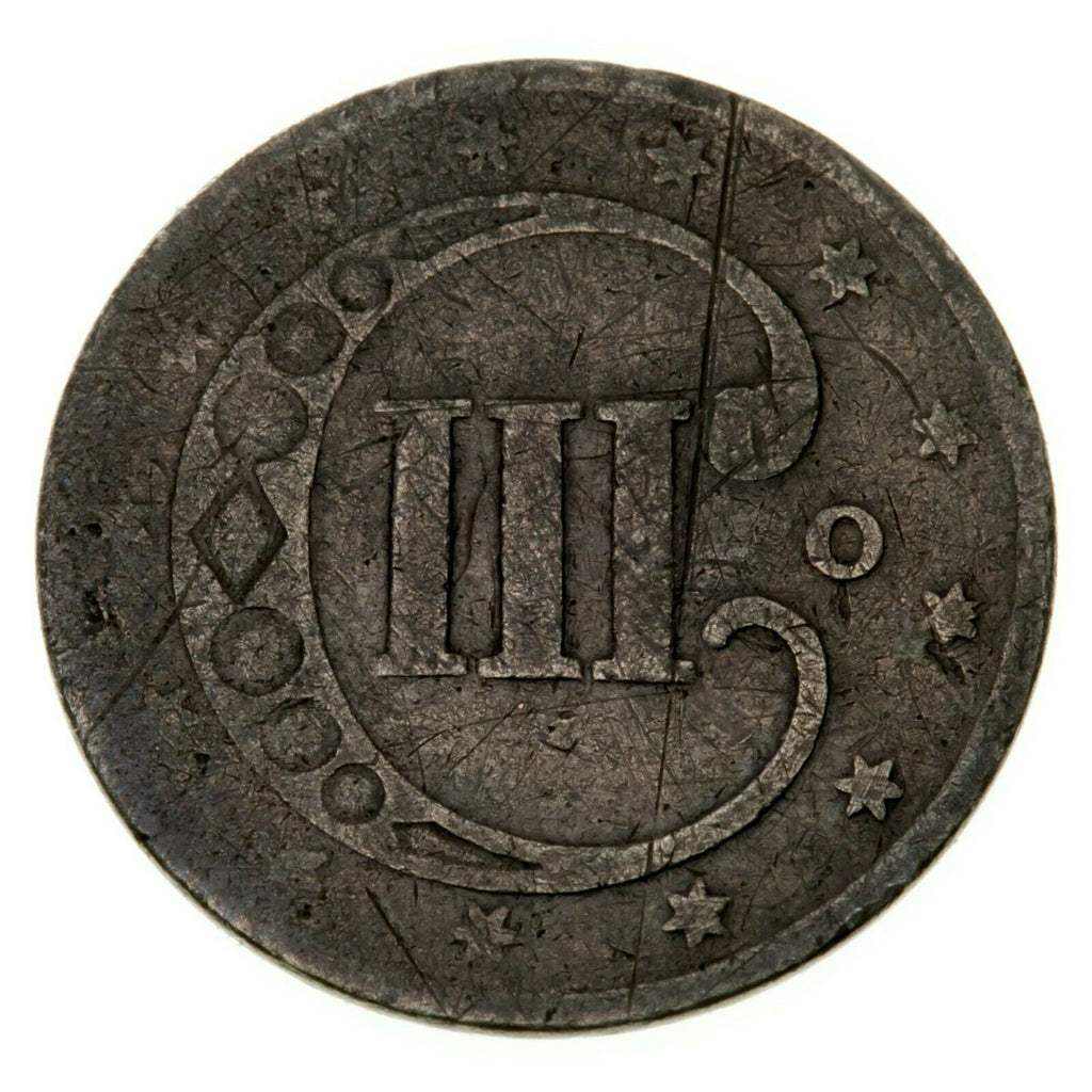 1851-O 3CS Three Cent Silver in About Good AG Condition, Natural Color