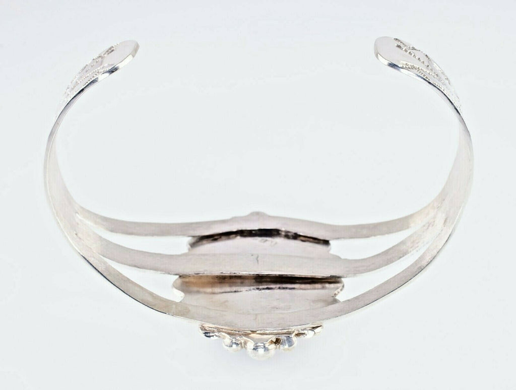 Moss Agate Sterling Silver Navajo Cuff Bracelet