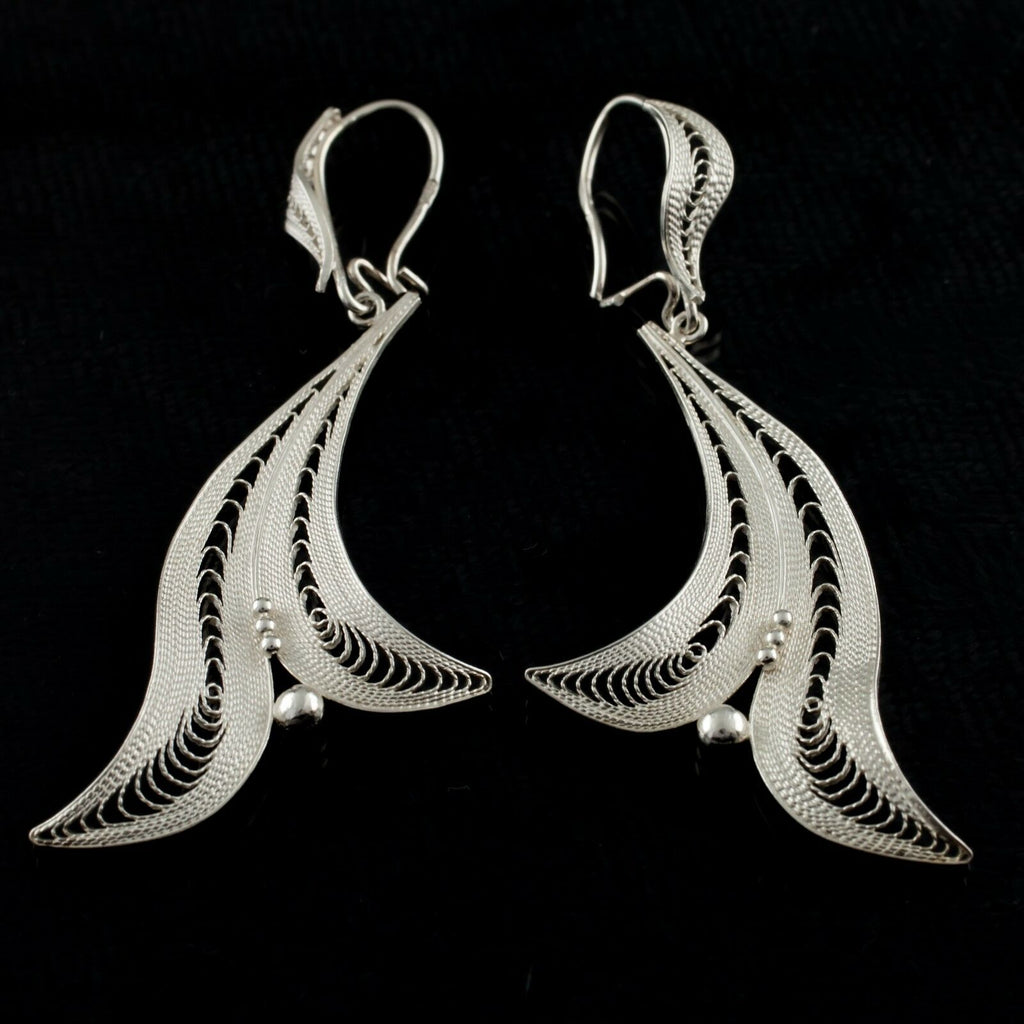Sterling Silver .925 Filigree Leaf Drop Earrings Great Gift for Her!