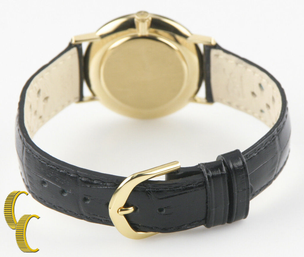 Men's Vintage Movado 18kt Gold Hand-Winding Watch w/ Black Leather Band