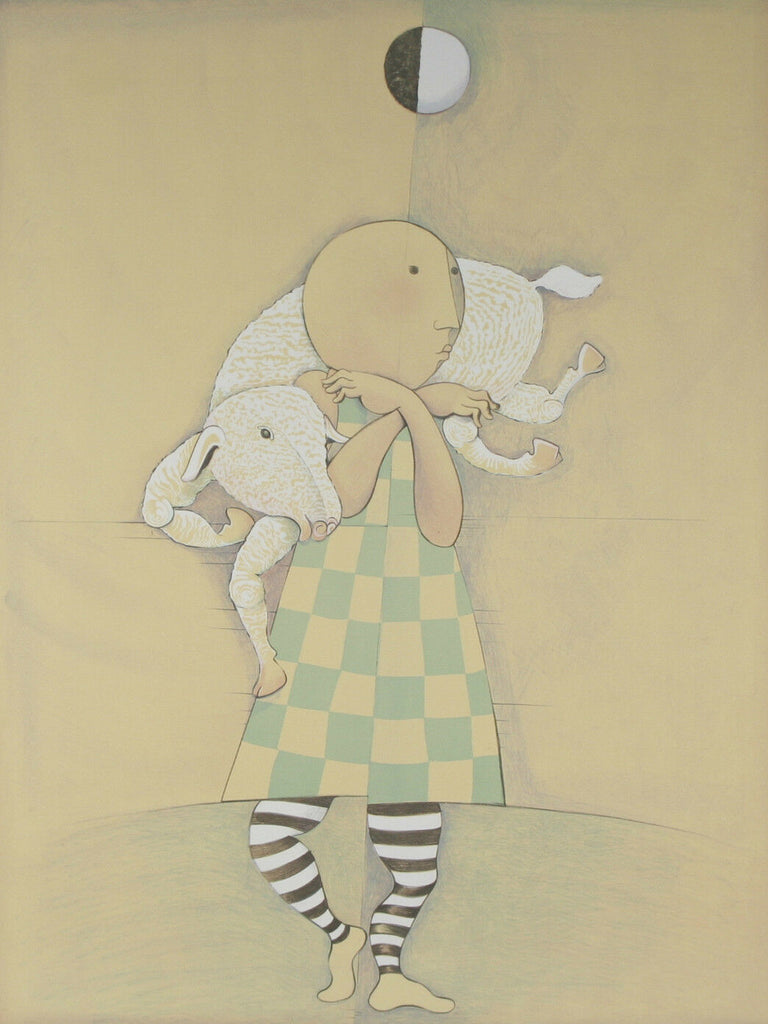 "Girl With Lamb" by Graciela Rodo Boulanger Lithograph 39"x 27 1/2"