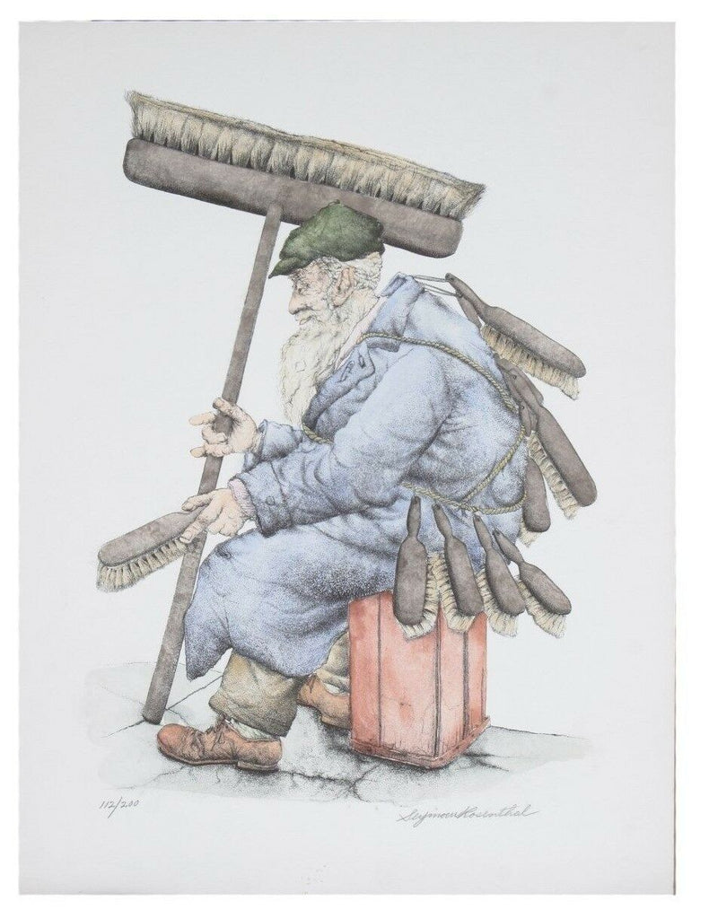 "THE BRUSH MAN" BY SEYMOUR ROSENTHAL SIGNED HAND COLORED LITHOGRAPH LE 200 CoA
