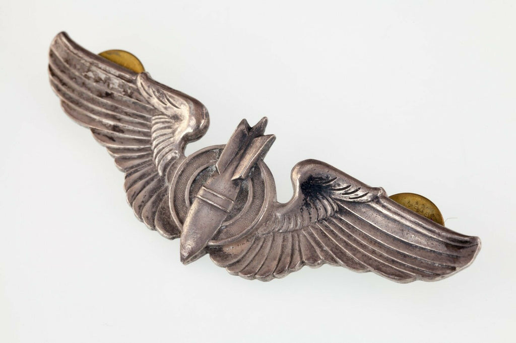 Sterling Silver WWII Bomber Pilot Wings 3" Long