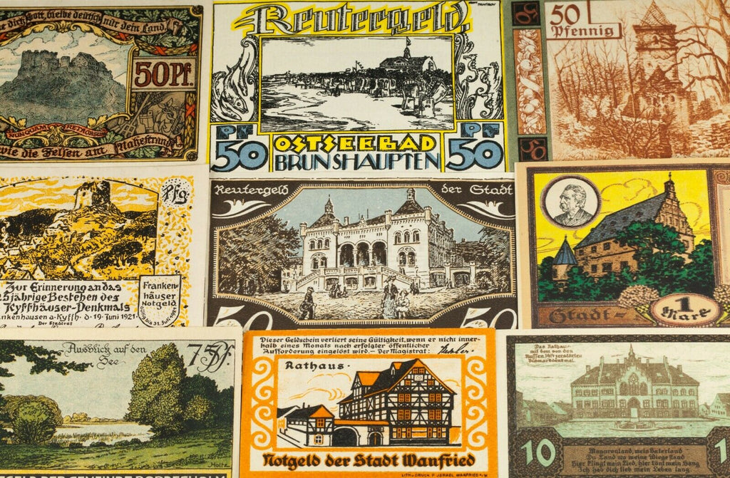 1920's Germany Notgeld Money 25pc City Views - Kirn, Pfarrkirchen, Wanfried