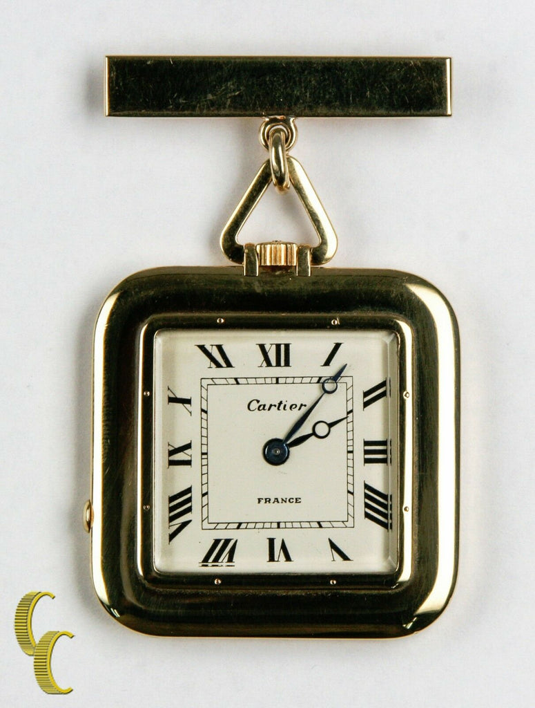Cartier Gold Square Antique Pocket Watch, 29 Jewels Repeater w/ Original Pouch
