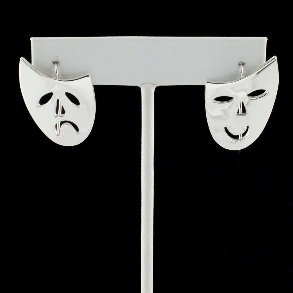 Sterling Silver .925 Comedy/Tragedy Happy/Sad Drama Mask Earrings