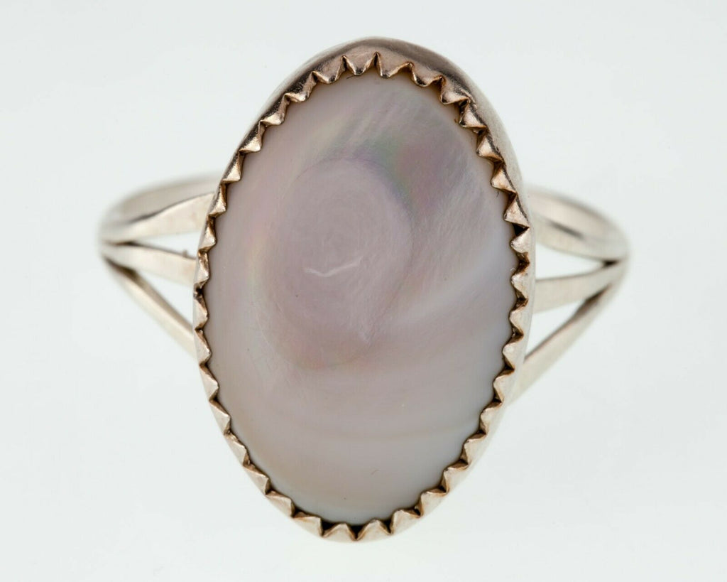Native Amercan PHEE Mother of Pearl Sterling Silver Ring SZ: 7