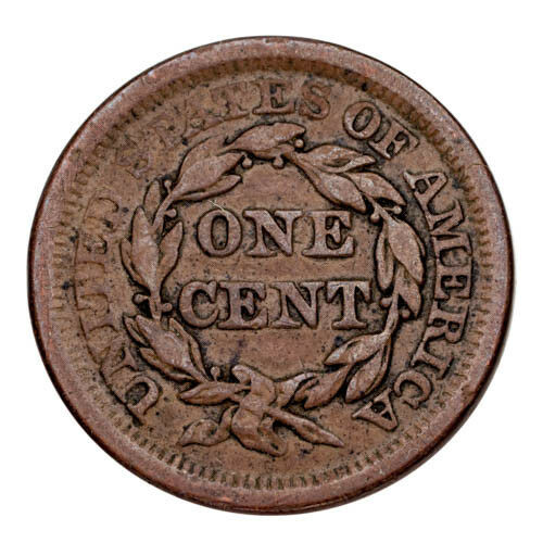 1853 Braided Hair Large Cent 1C Penny (Very Fine, VF Condition)