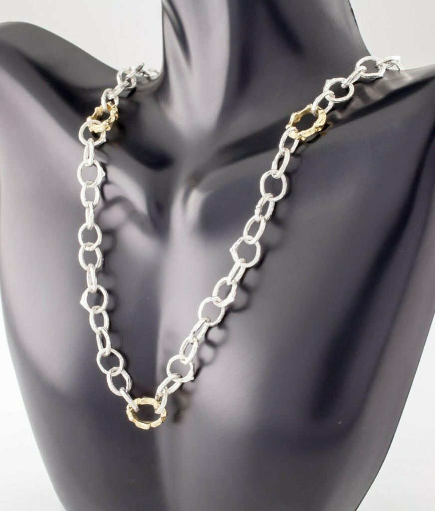 K. Brunini Sterling Silver and 18k Gold Twig Loop Chain Necklace 23"