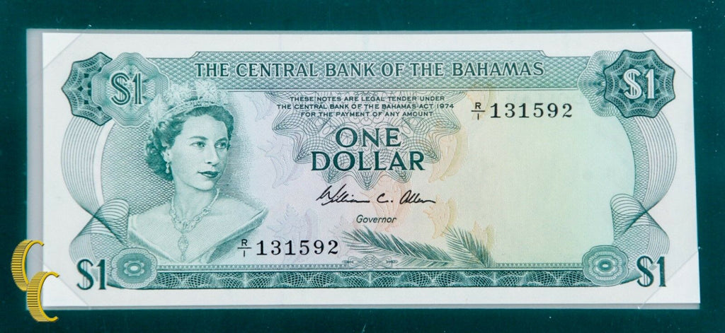 1974 $1 The Central Bank of Bahamas UNC Condition  Banknotes of all Nations