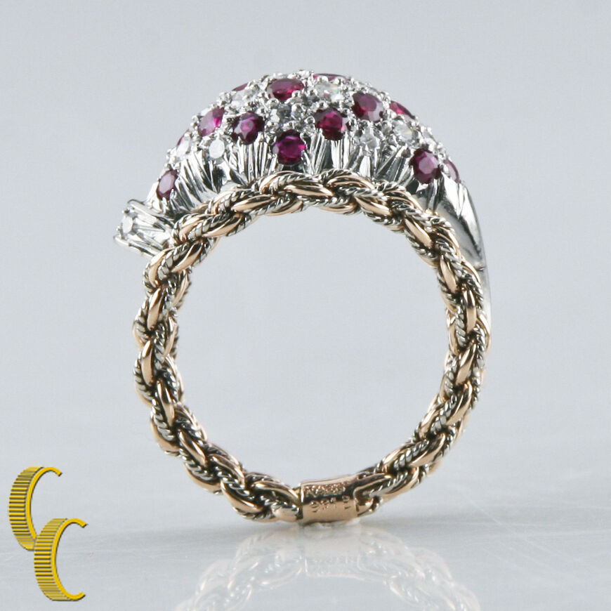 Mellerio Dits Meller Diamond Ruby 18k White & Yellow Gold Bespoke Ring