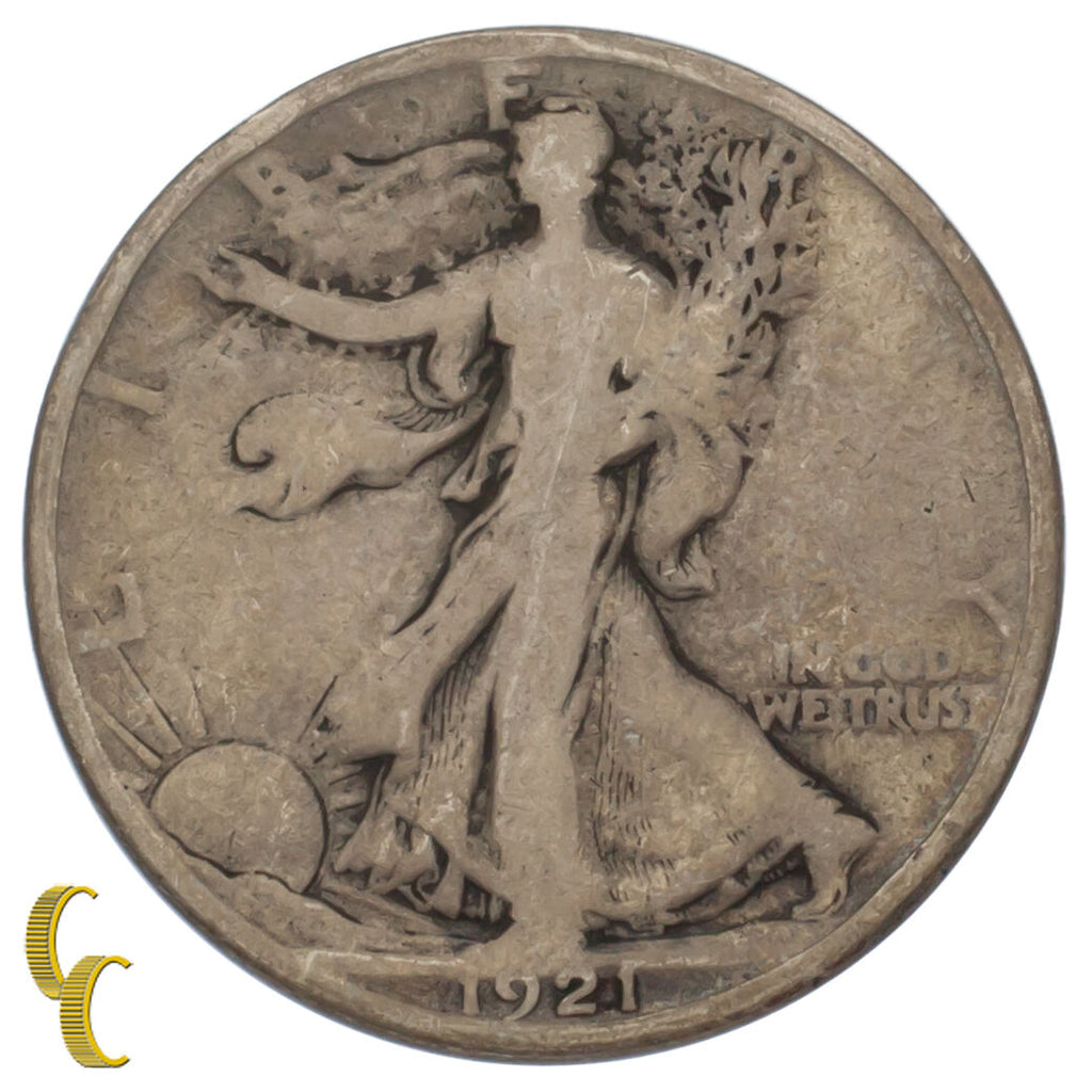 1921-D Silver Walking Liberty Half Dollar 50C (Good, G Condition)