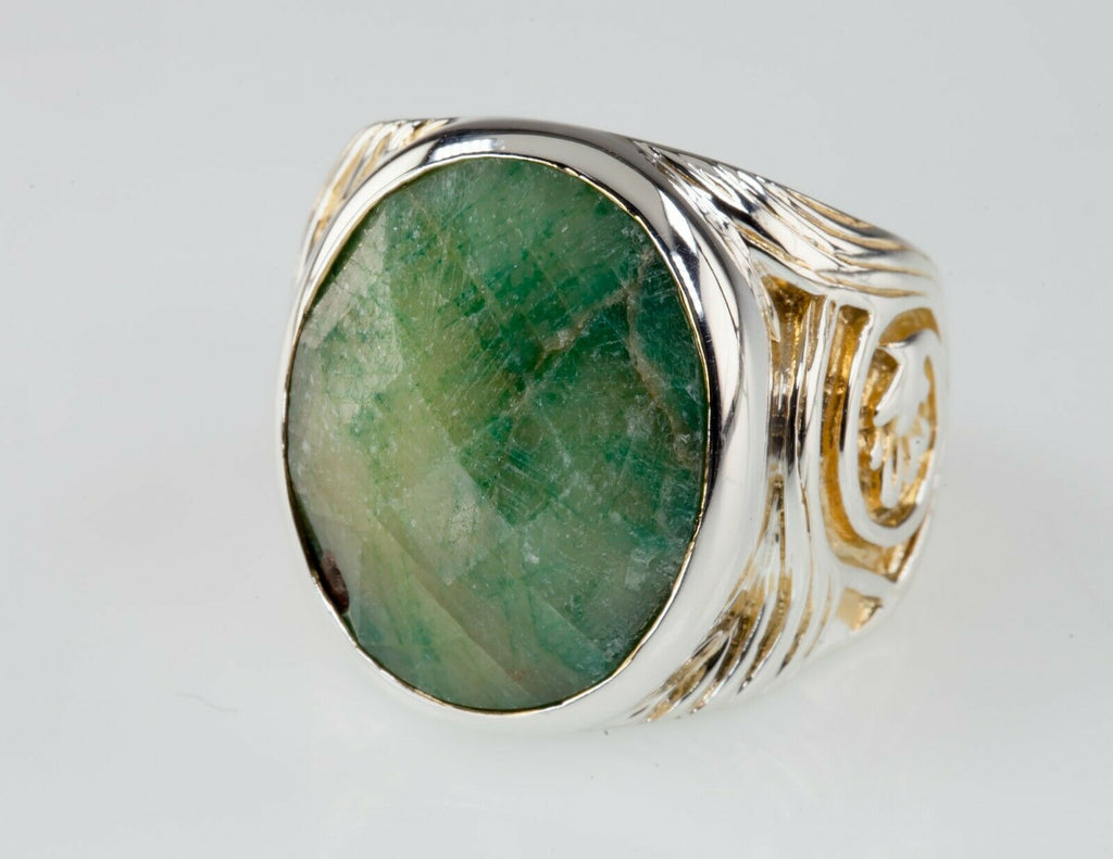Green Corundum Sterling Silver Ring Sz: 7.5