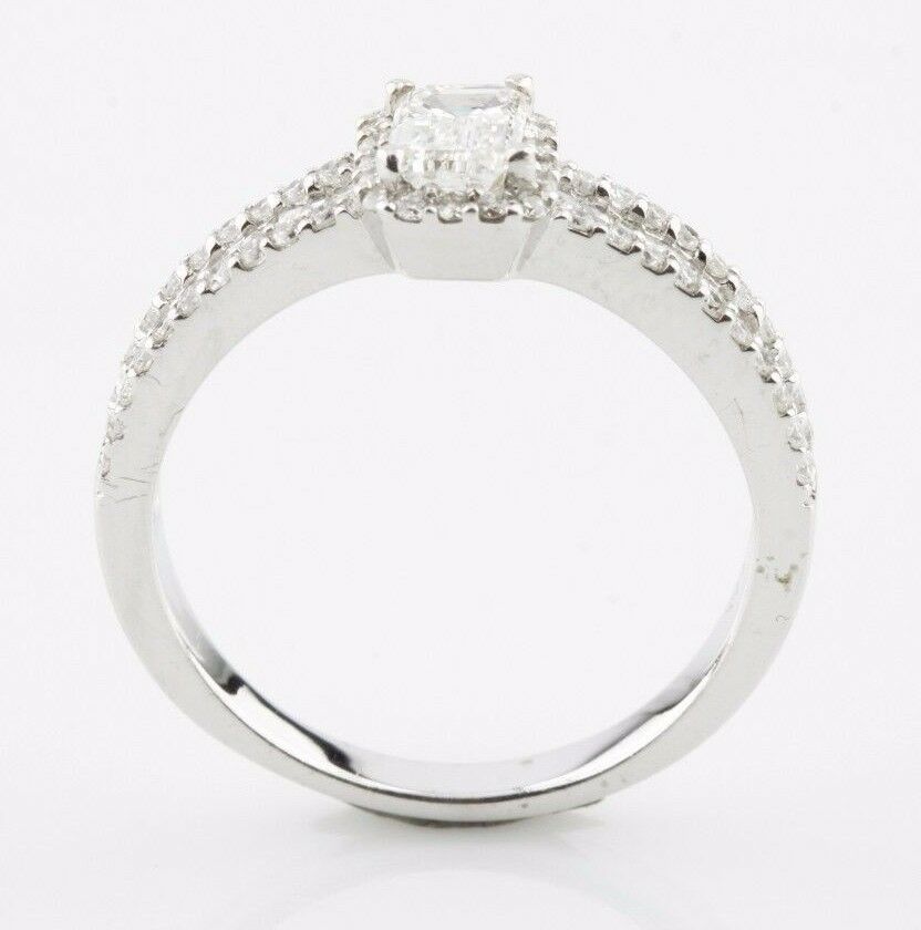 1.05 Carat Emerald Cut Diamond 14k White Gold Engagement Ring Size 7