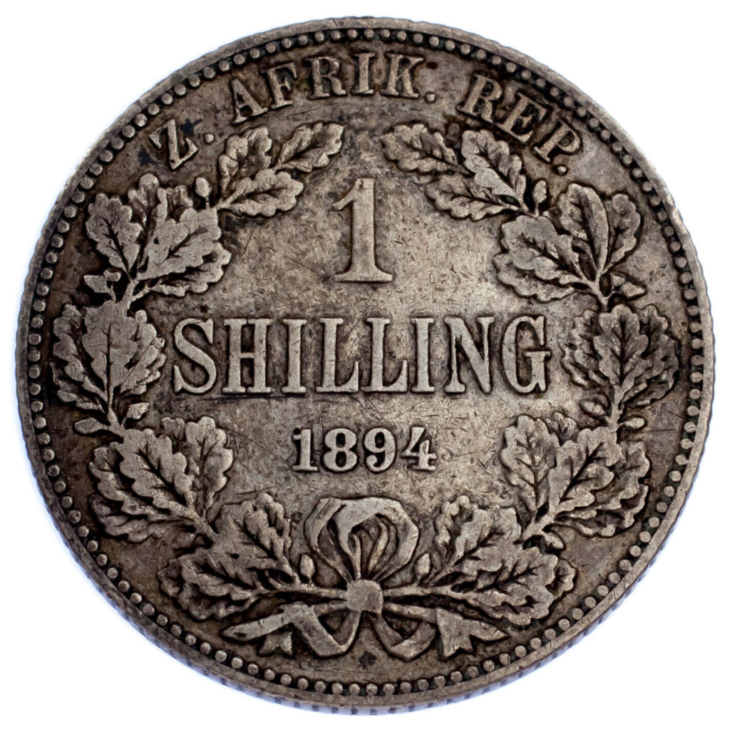 1894 South Africa Shilling Coin (VF) Very Fine KM# 5