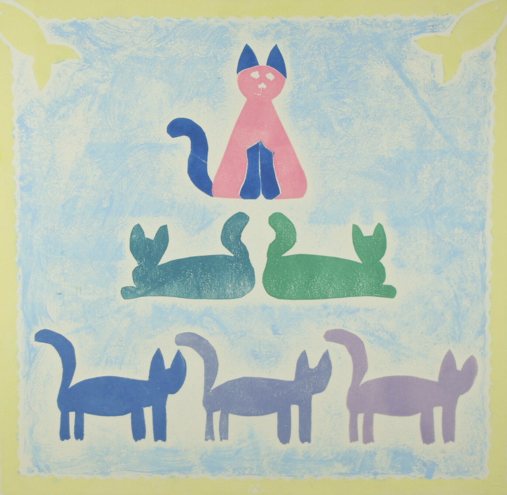 Untitled (Kitty Pyramid) By Jacks Framed Artist's Proof AP Lithograph 20"x20"